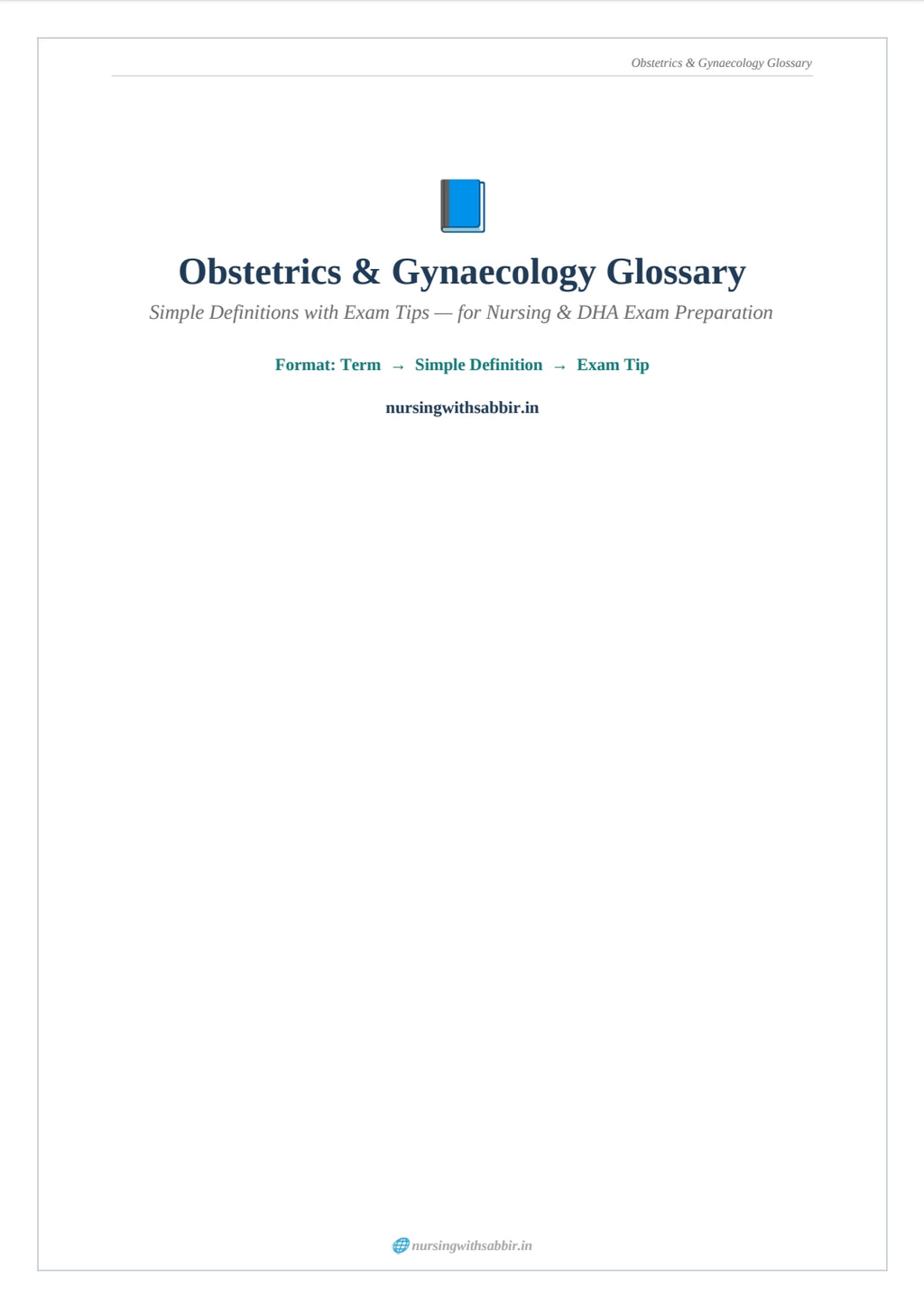 Obstetrics & Gynaecology Glossary |
Master the Essential OBG Terms