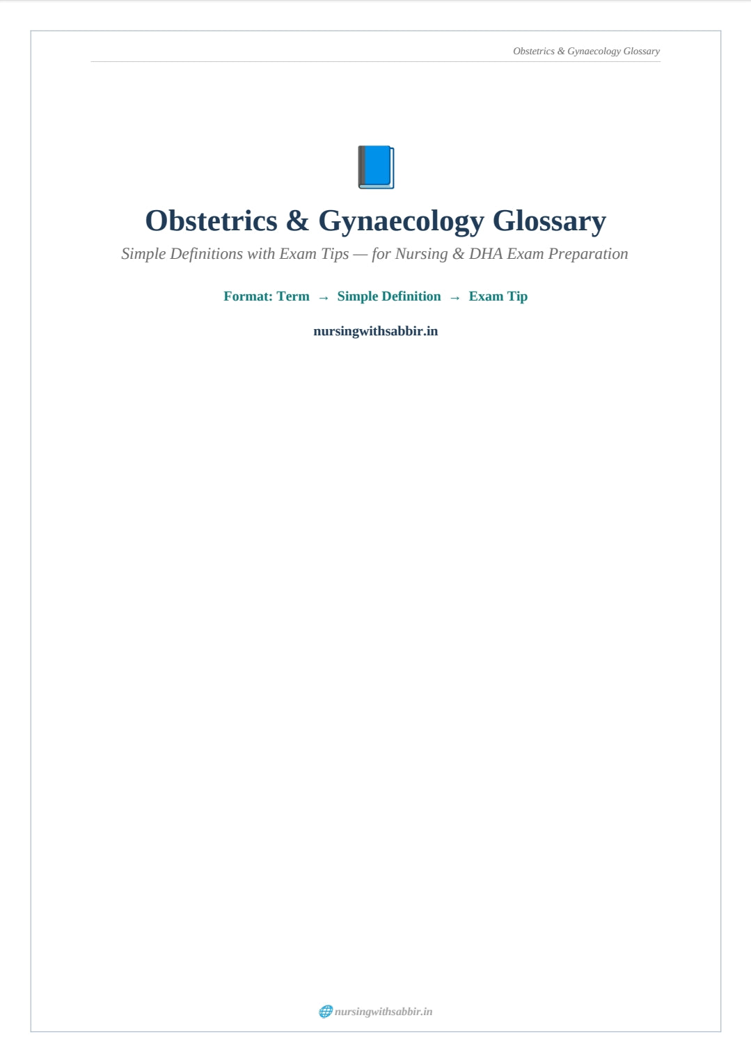 Obstetrics & Gynaecology Glossary |
Master the Essential OBG Terms