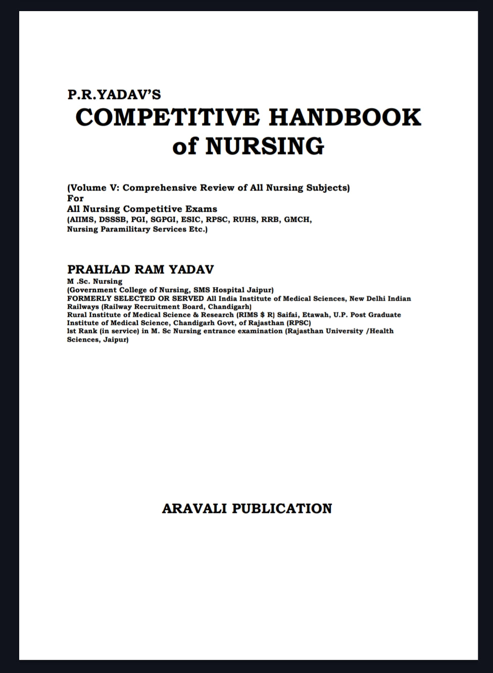 Competitive ExamBook for Nurses – 5th Edition | Volume II | MCQs with Rationale