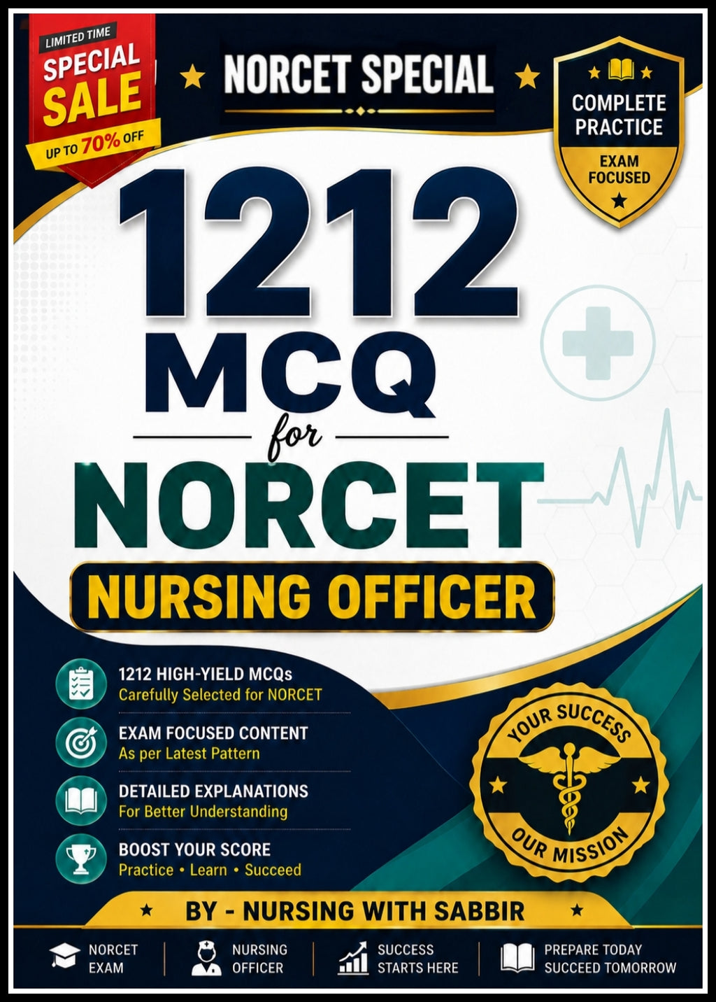 1212 High-Yield MCQs for NORCET – Nursing Officer | Exam-Focused eBook