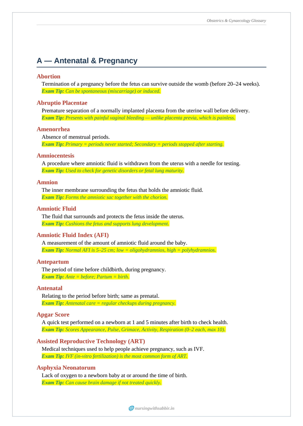 Obstetrics & Gynaecology Glossary |
Master the Essential OBG Terms